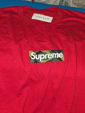 Supreme X PACSUN Red Camo Box Logo Short Sleeve Tee